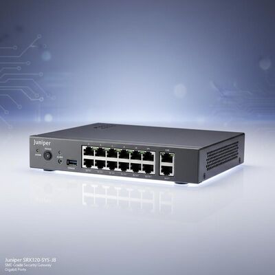Juniper SRX320-SYS-JB Firewall with SME-Grade Security Gigabit Ports and Semi-Portable Design for Network Protection